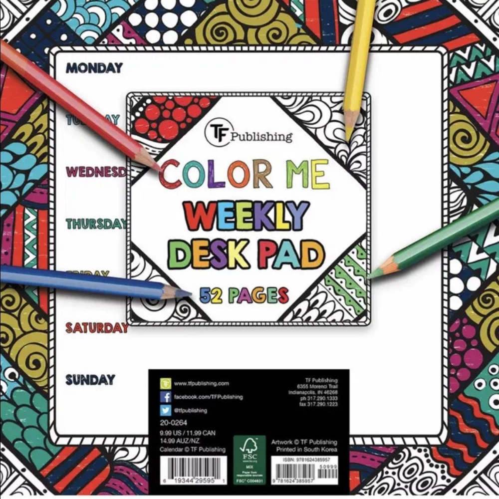 Color Me Weekly Desk Pad - Picture 1 of 3